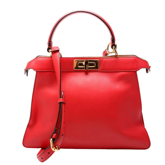 Fendi Peekaboo Iseeu Medium Vitello Leather Red Bag