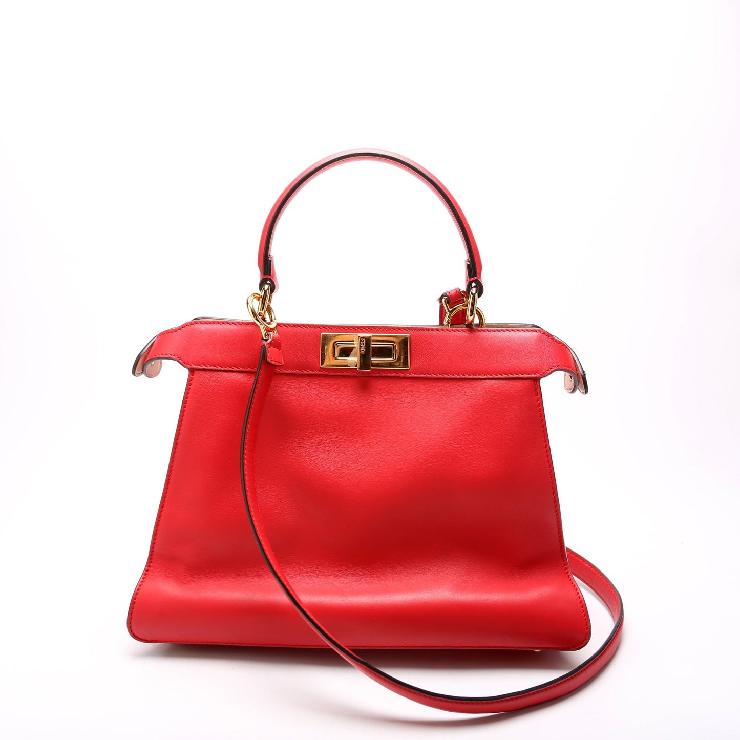 Fendi Peekaboo Iseeu Medium Vitello Leather Red Bag
