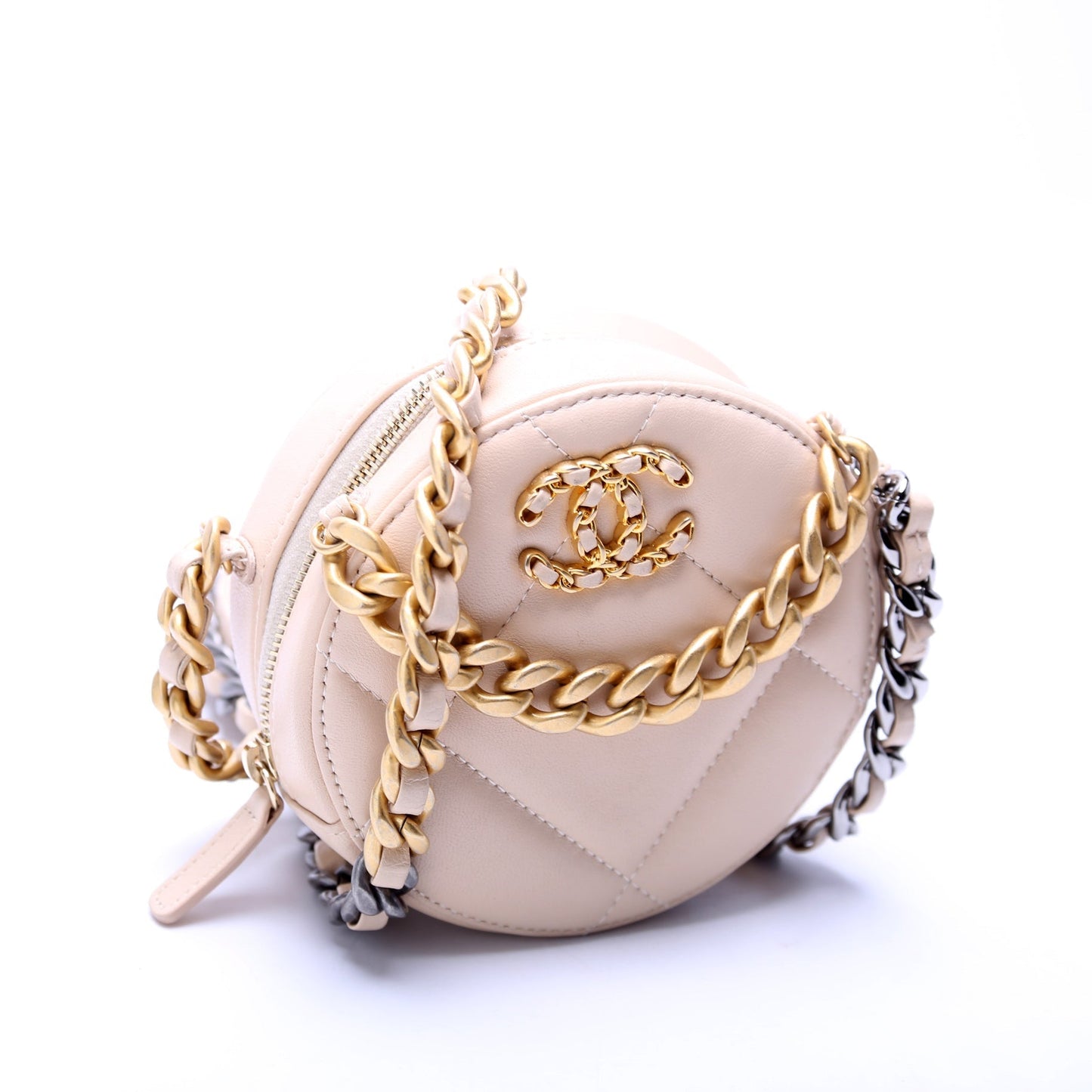 Chanel 19 Round Clutch Goatskin 2M Tan Bag