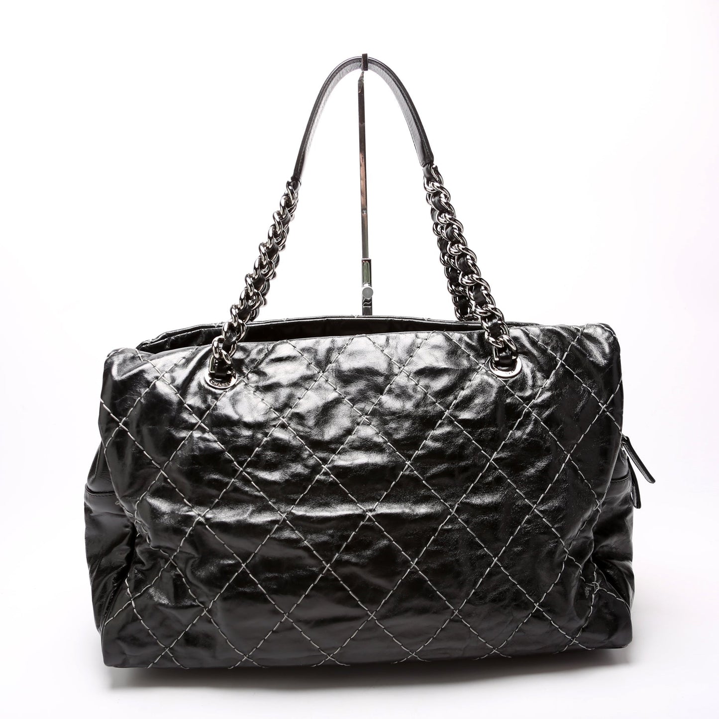 Chanel Double Contrast Stitch Large Tote Goat 13M Black Bag