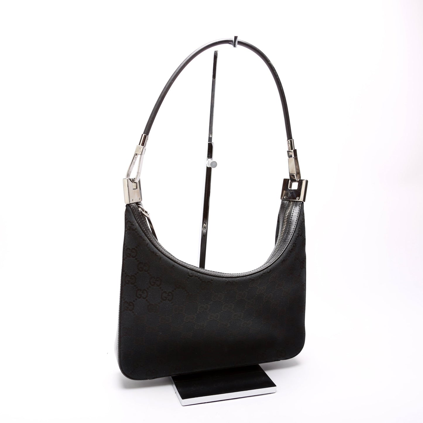 Gucci 001 3812 GG Canvas Small Hobo Black Bag