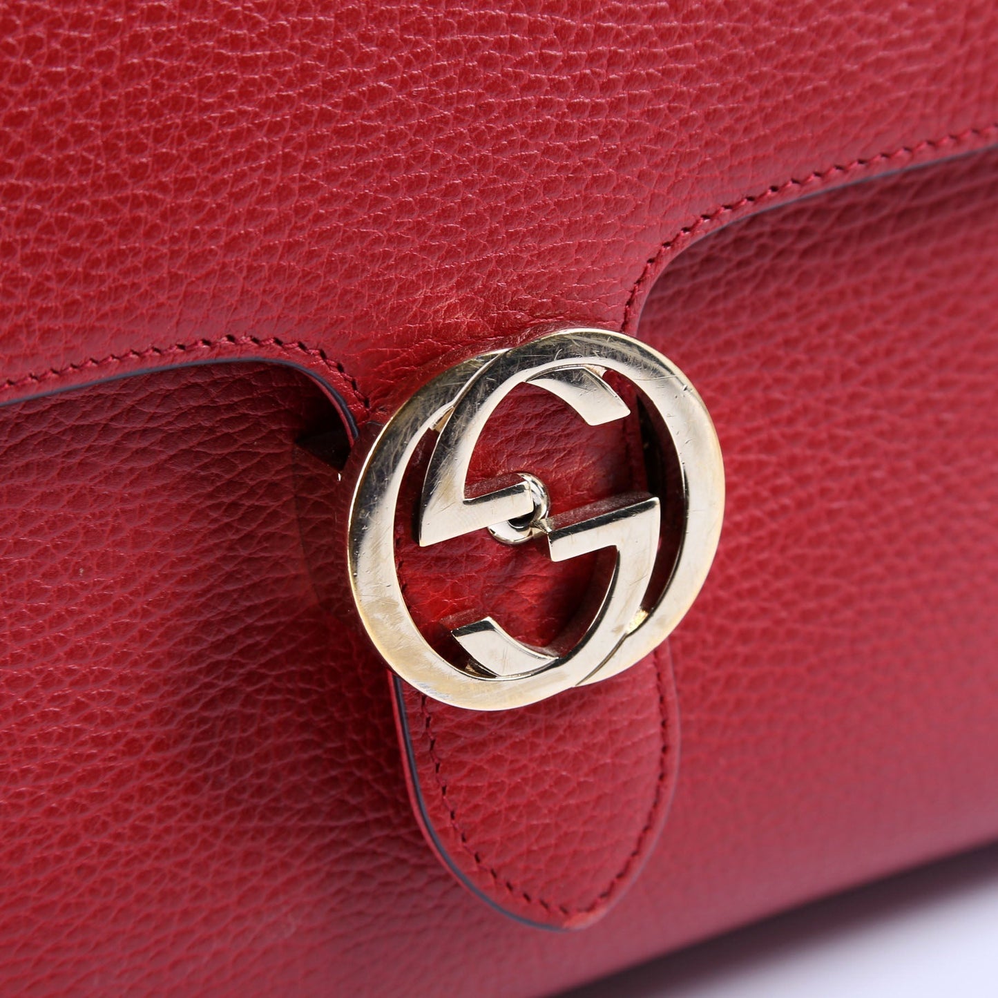 Gucci 510306 Large Interlocking GG Shoulder Red Bag