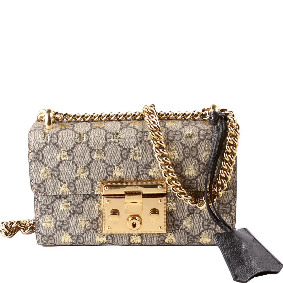 Gucci 409487 Padlock GG Supreme Bee Small Bag