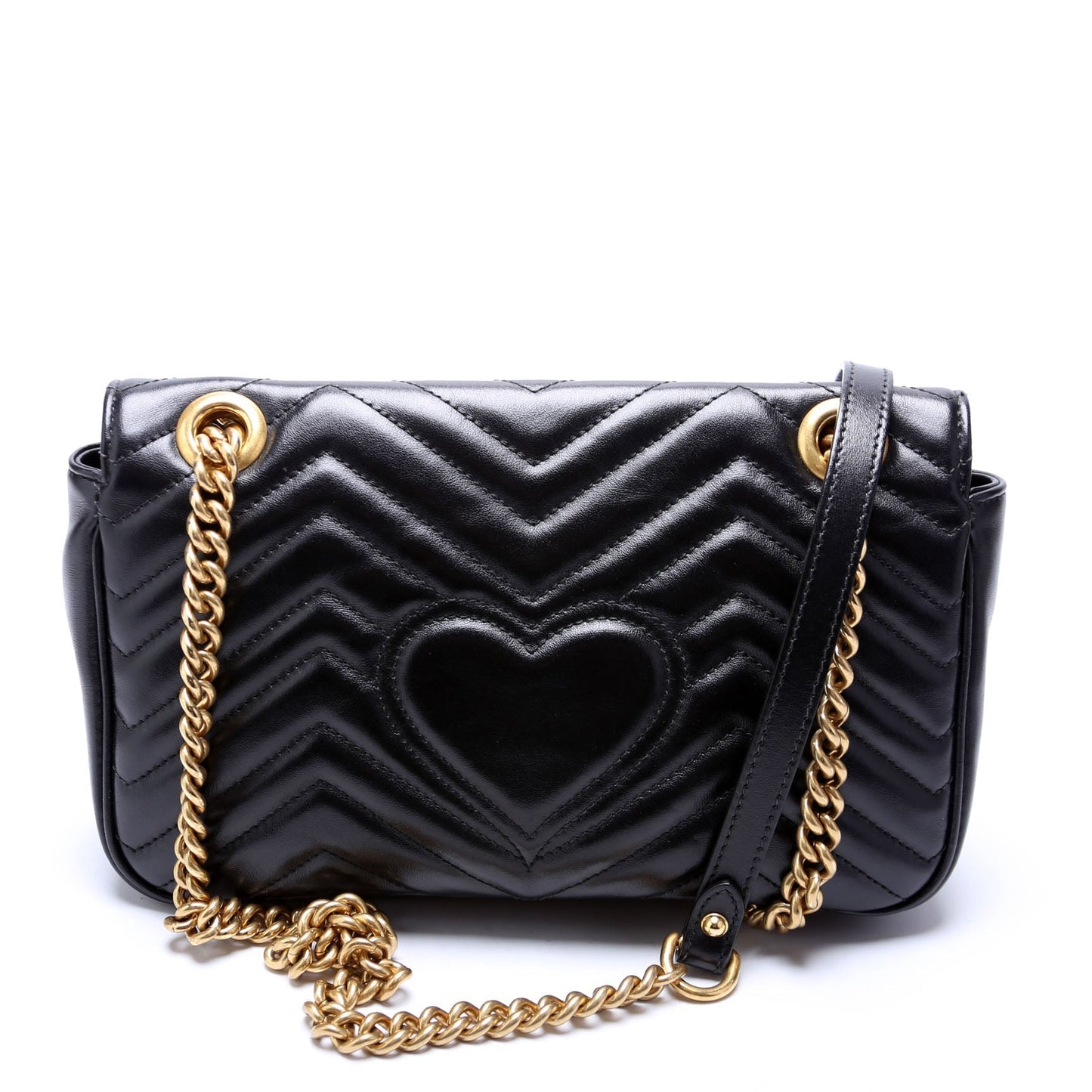 Gucci 443497 Marmont Leather Shoulder Small Flap Black Bag