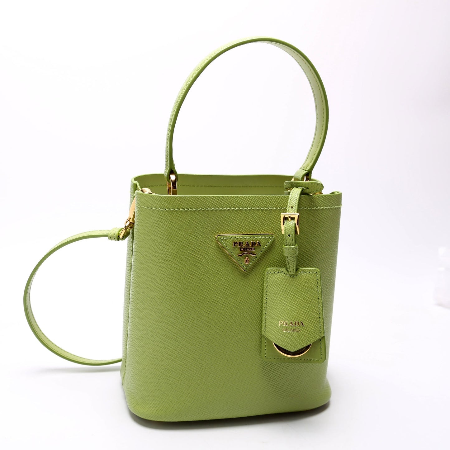 Prada 1BA217 Saffiano Cuir Small Panier Green Bag