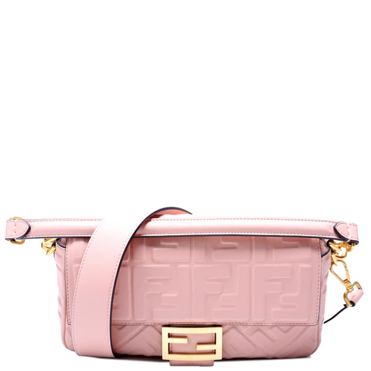 Fendi Baguette FF Embossed Nappa Pink Bag