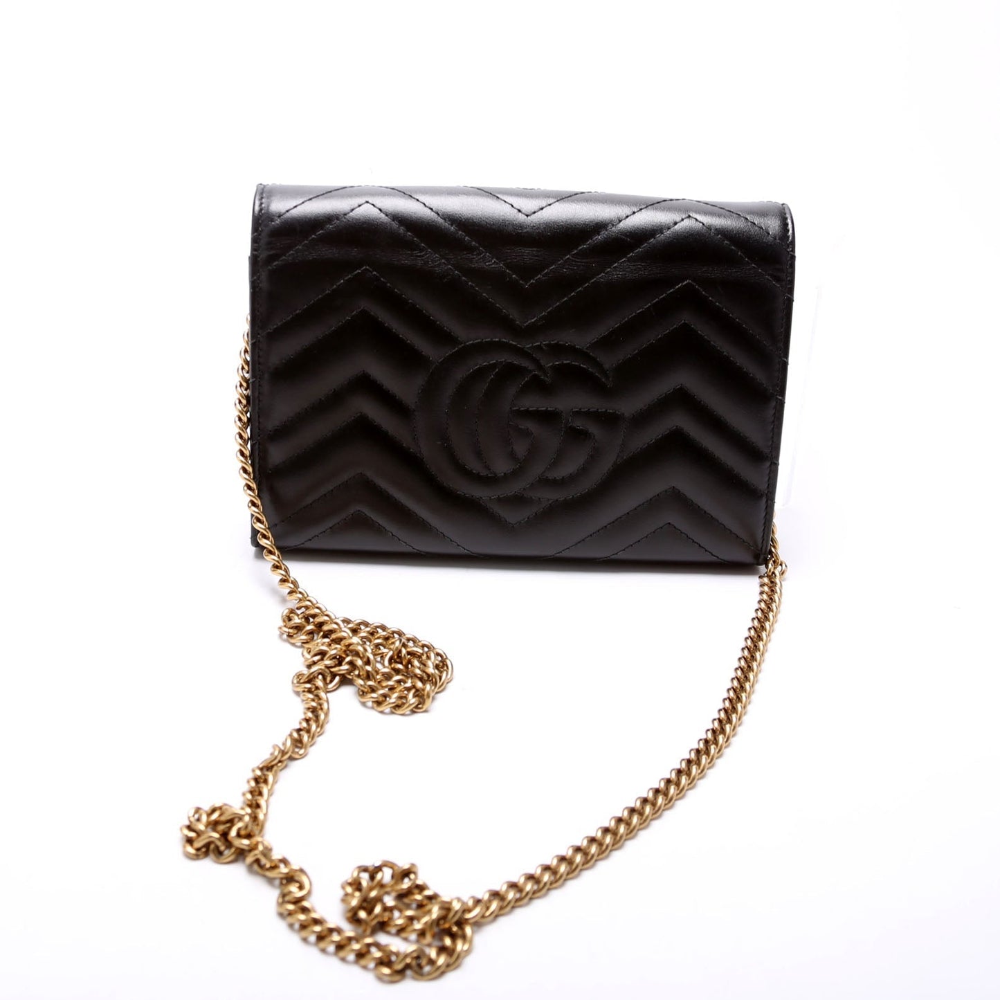Gucci 474575 Marmont Chain Wallet Black Bag