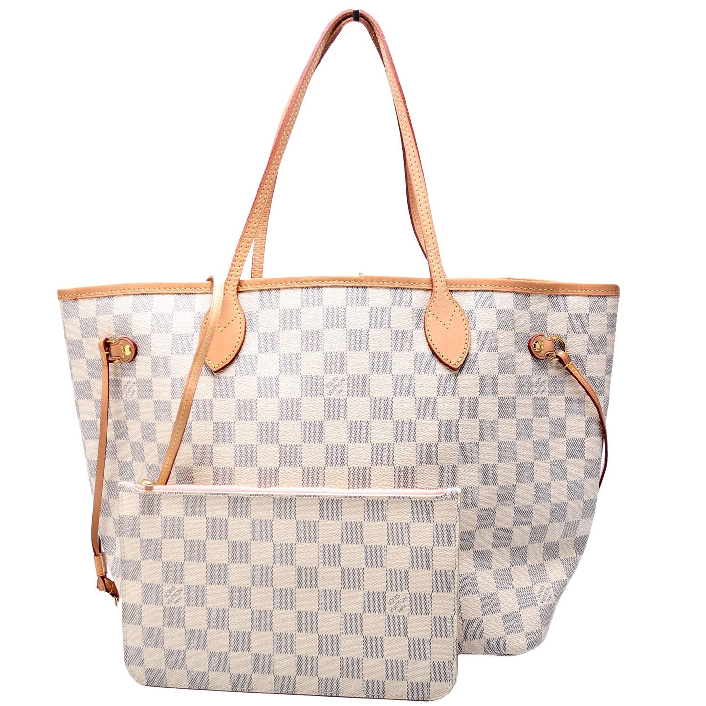 Louis Vuitton Neverfull W/Wallet MM Damier Azur Pink