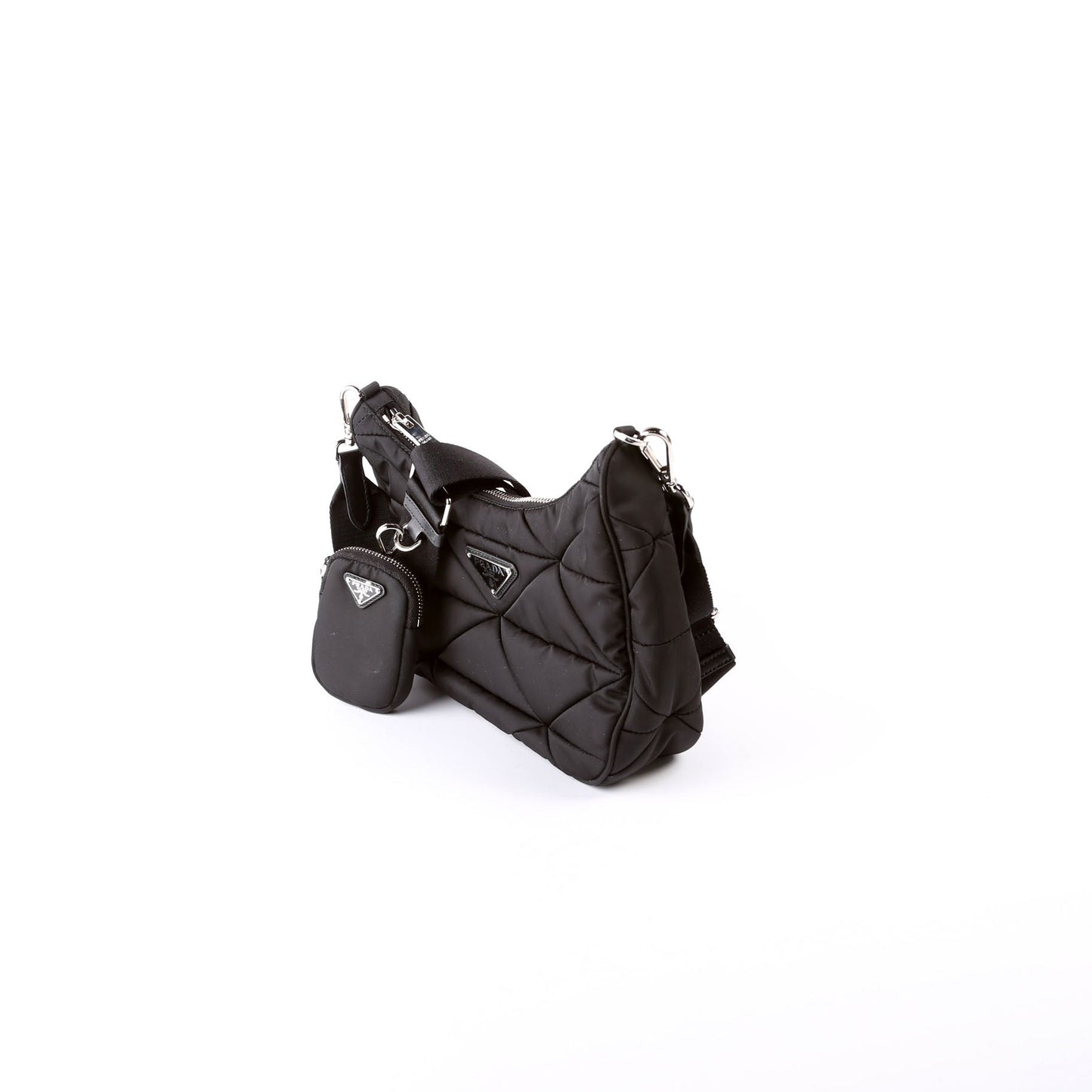 Prada 1BC151 Padded Re-Nylon Shoulder Black Bag