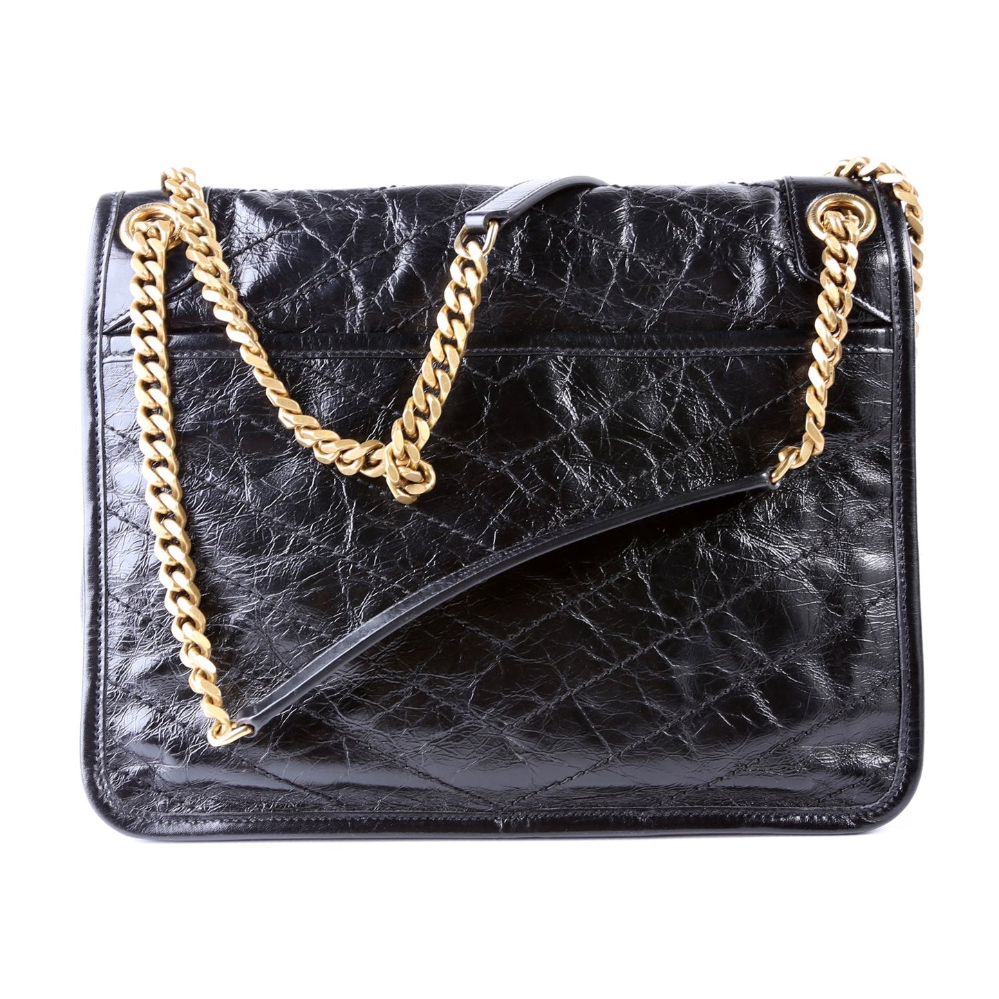 Saint Laurent Niki Medium Crinkle Leather Black Bag