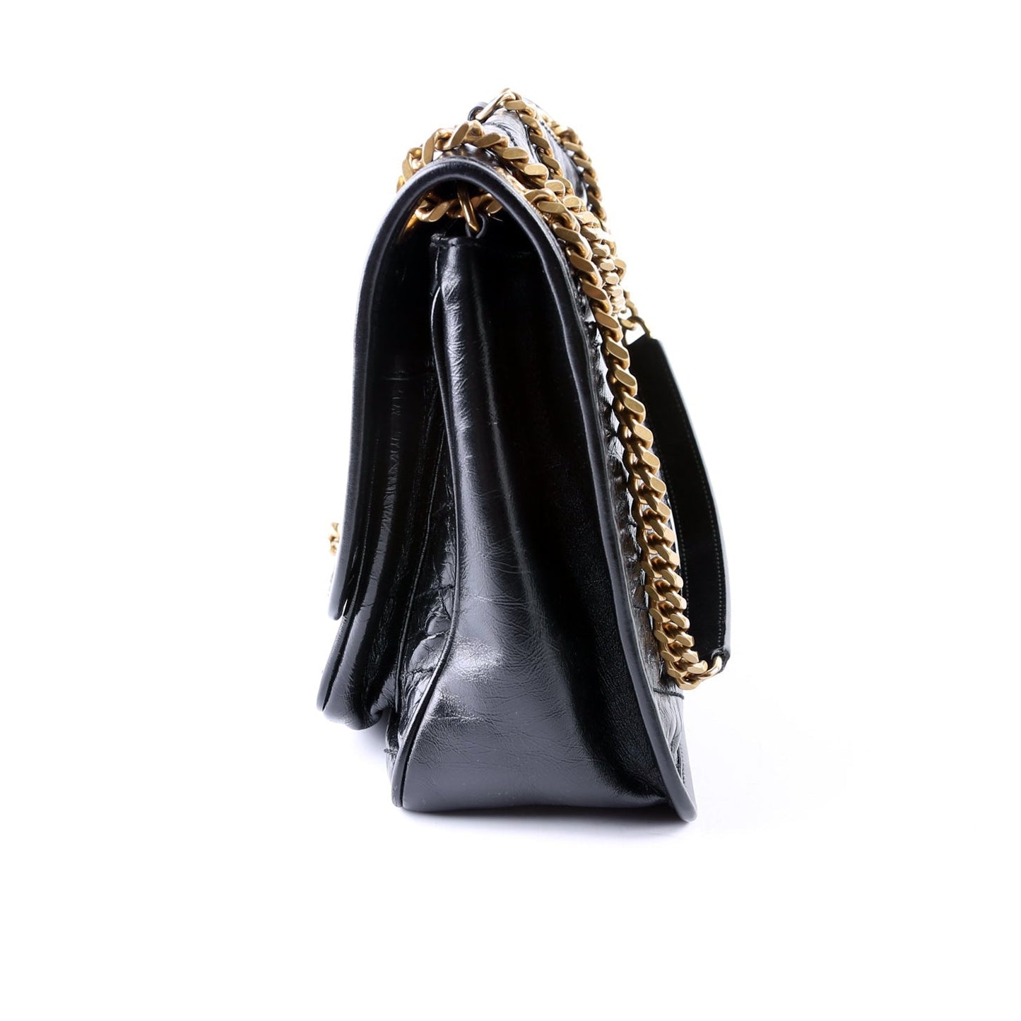 Saint Laurent Niki Medium Crinkle Leather Black Bag