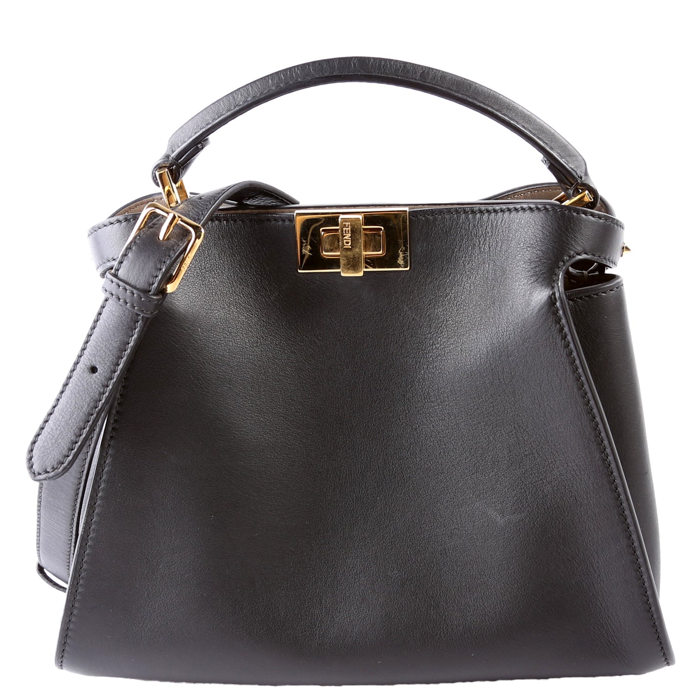 Fendi 8BN302 Peekaboo Essentially Medium Calfskin Black Bag
