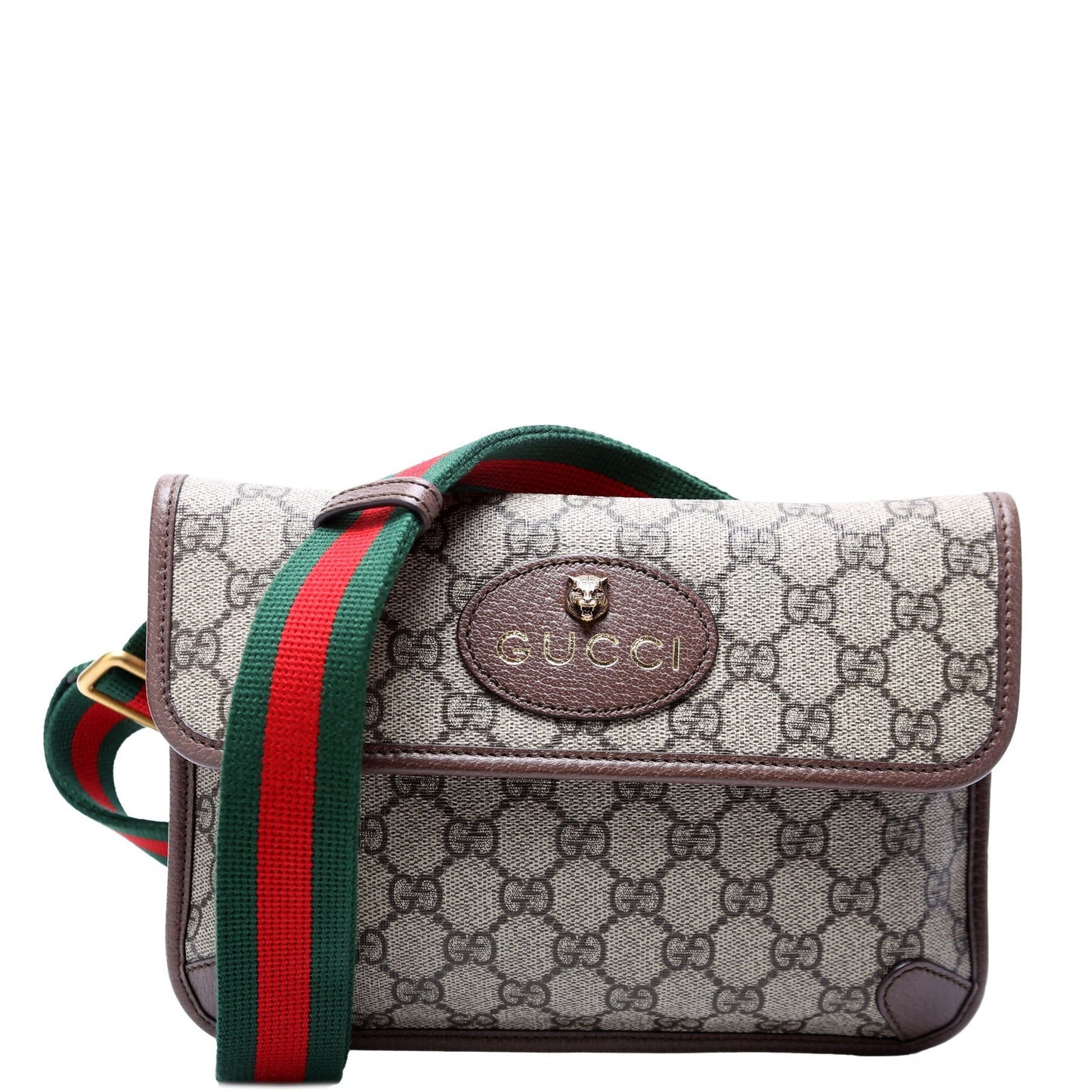 Gucci 493930 GG Supreme Neo Web Belt Brown Bag