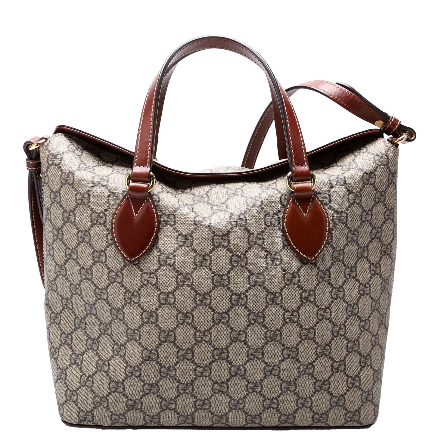 Gucci 429147 GG Supreme Fold Over Tote Brown Bag