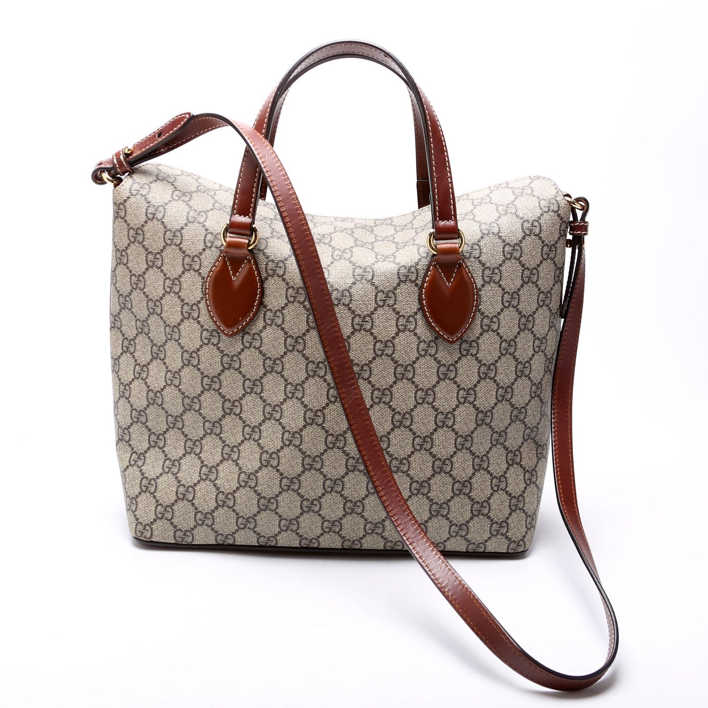 Gucci 429147 GG Supreme Fold Over Tote Brown Bag