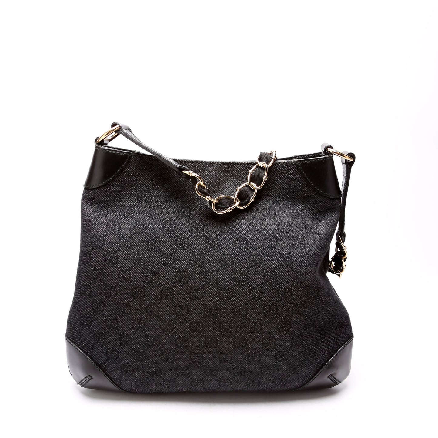 Gucci 196140 GG Canvas Capri Chain Shoulder Black Bag