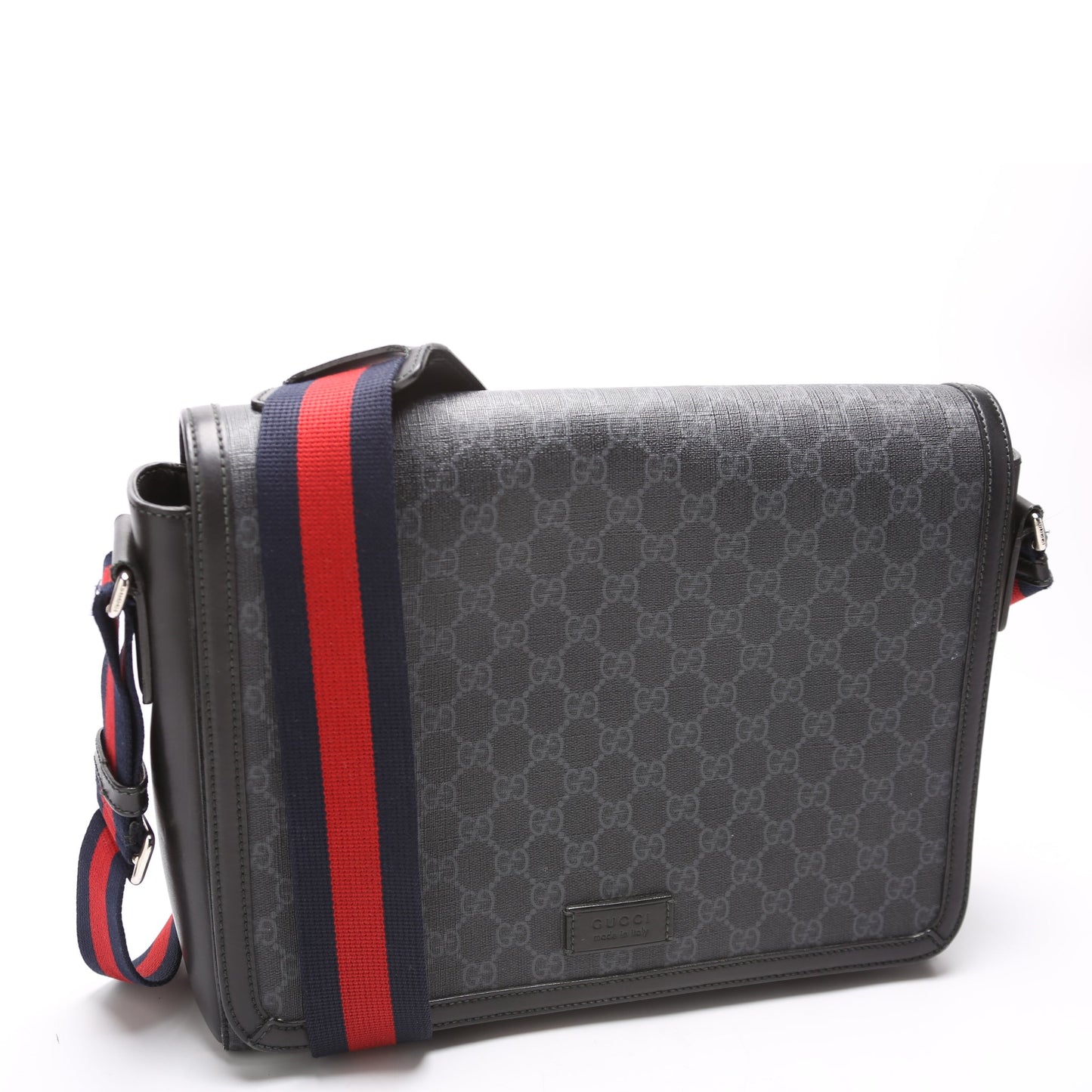 Gucci 474138 GG Supreme Messenger Black Bag
