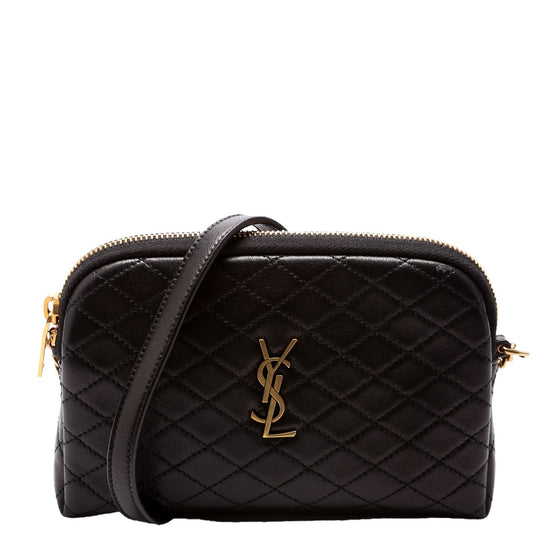 Saint Laurent 733667 Gaby Zip Pouch Quilted Lambskin Black Bag