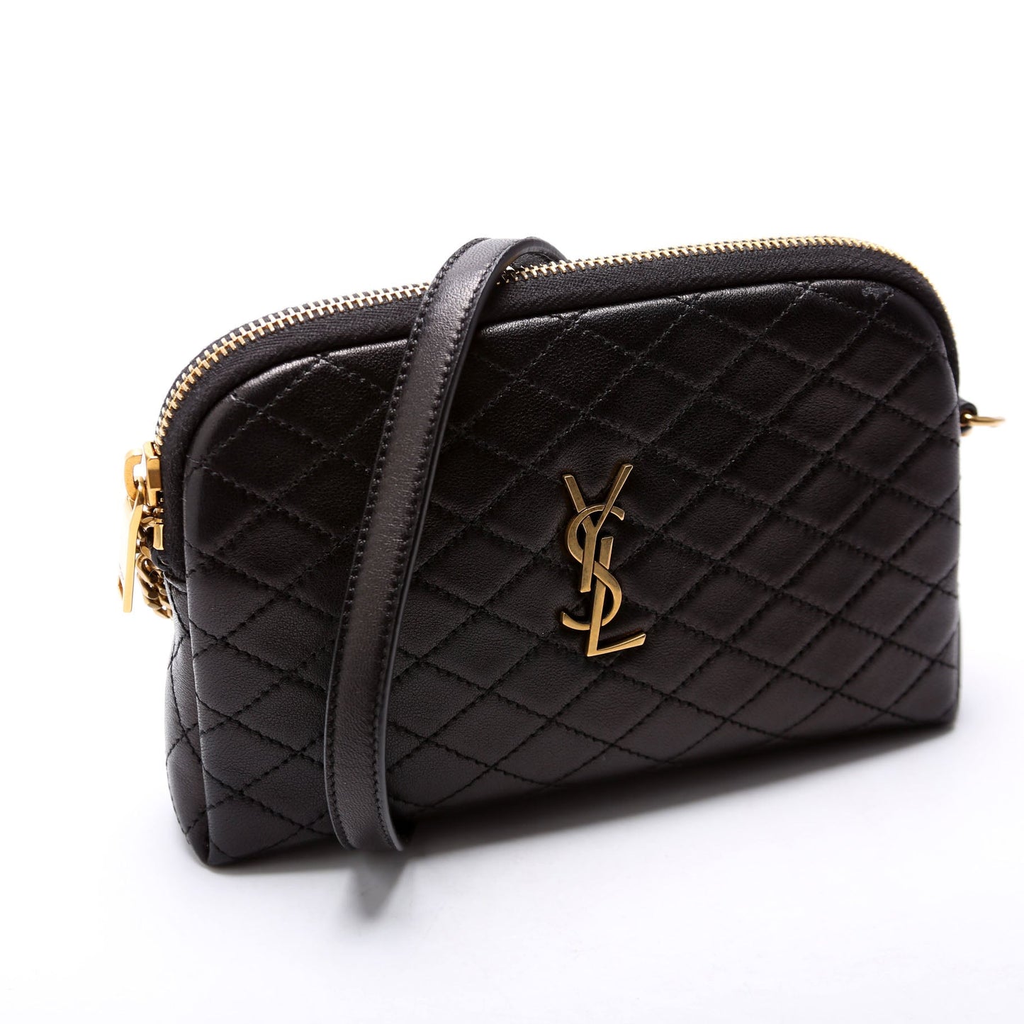 Saint Laurent 733667 Gaby Zip Pouch Quilted Lambskin Black Bag