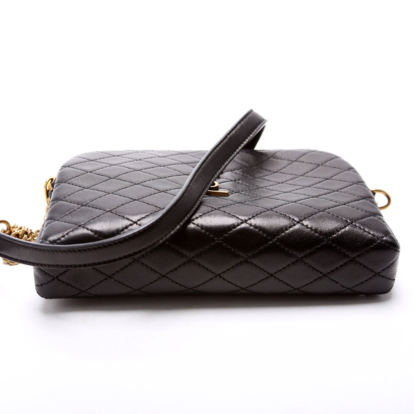 Saint Laurent 733667 Gaby Zip Pouch Quilted Lambskin Black Bag