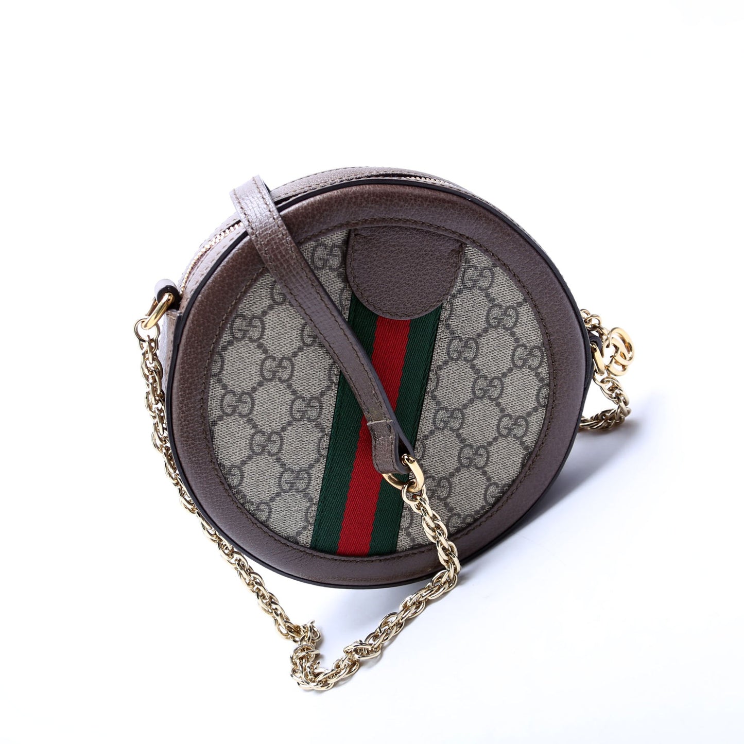 Gucci 550618 Ophidia GG Supreme Round Small Crossbody Brown Bag