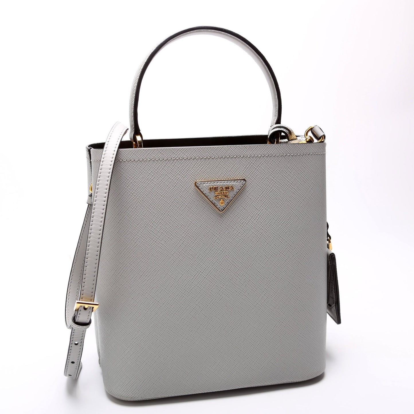 Prada 1BA212 Saffiano Cuir Medium Panier Grey Bag