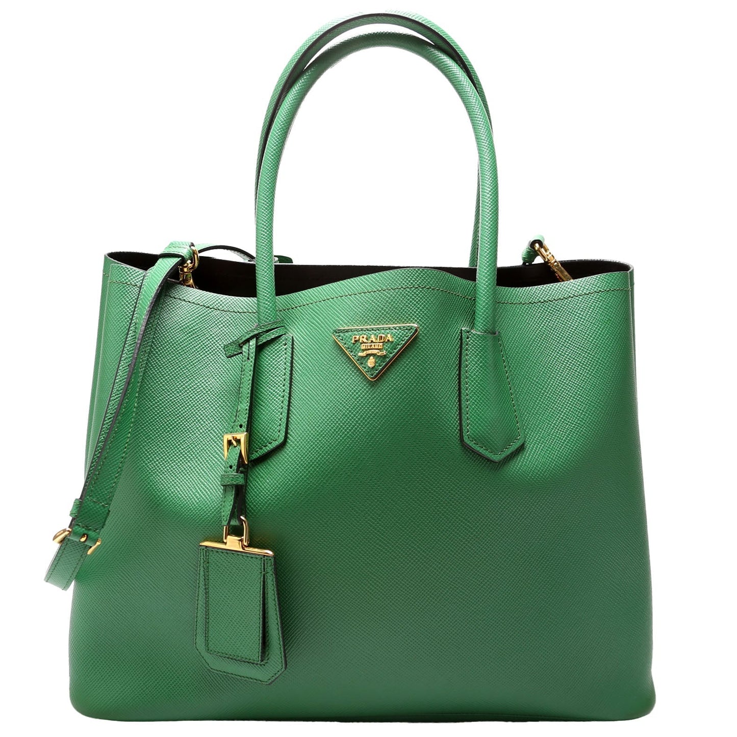 Prada Saffiano Cuir Double Large Green Bag