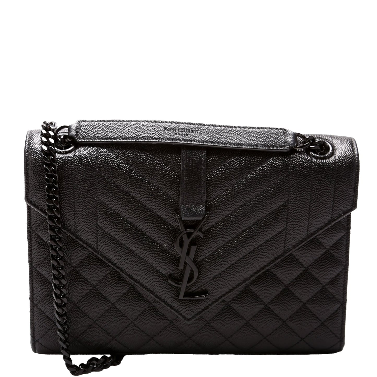 Saint Laurent Envelope Medium Grain De Triquilt 600185 Black Bag