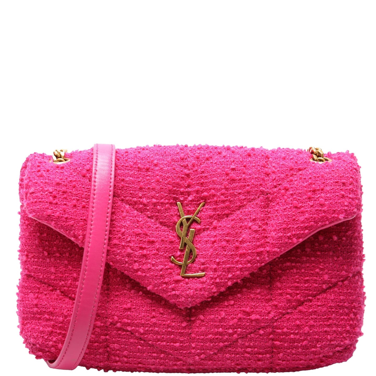 Saint Laurent LouLou Puffer Toy Tweed 620333 Pink Bag