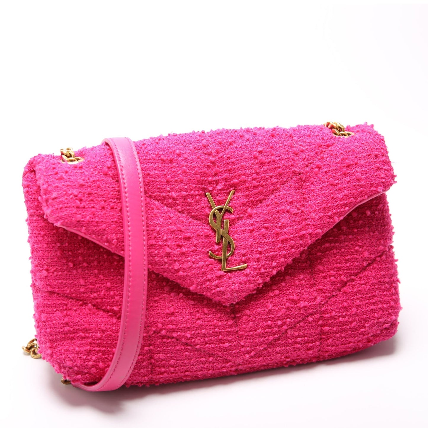 Saint Laurent LouLou Puffer Toy Tweed 620333 Pink Bag