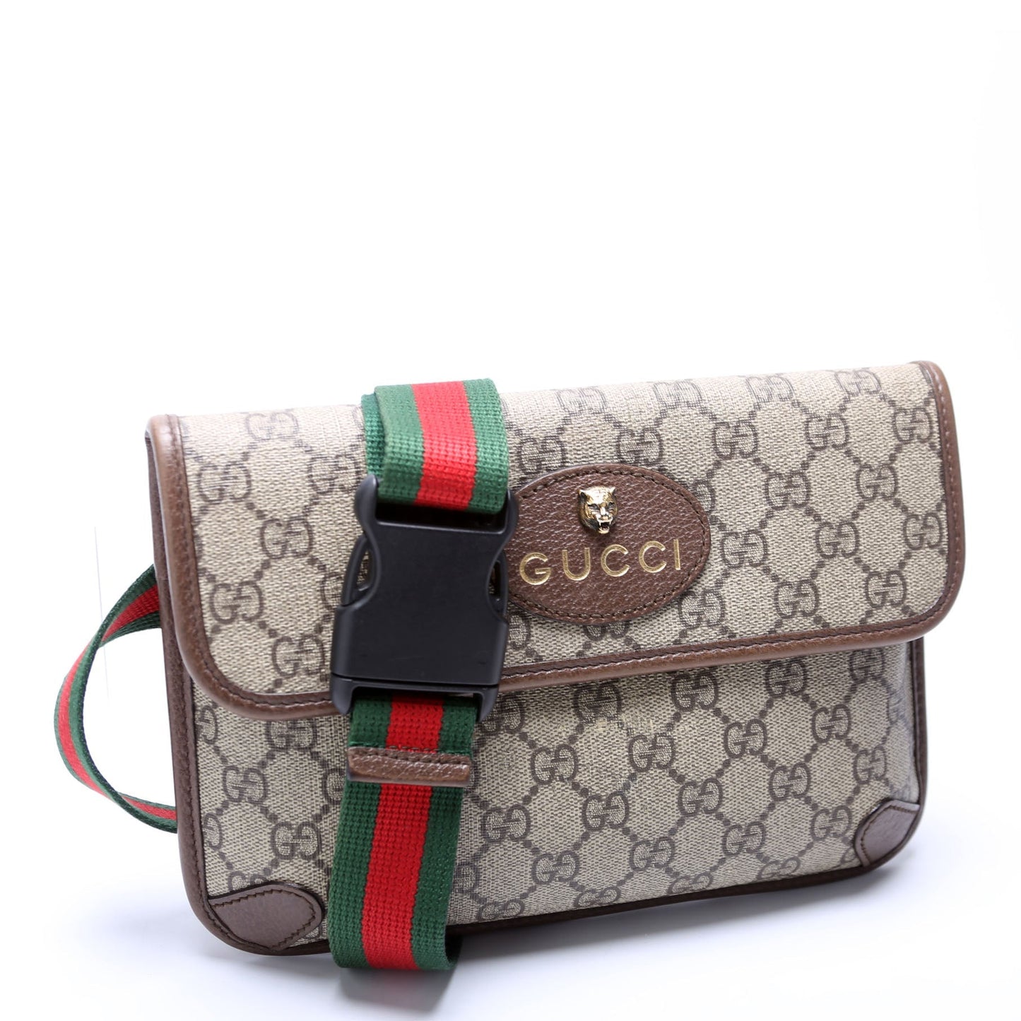 Gucci 493930 GG Supreme Neo Web Belt Brown Bag