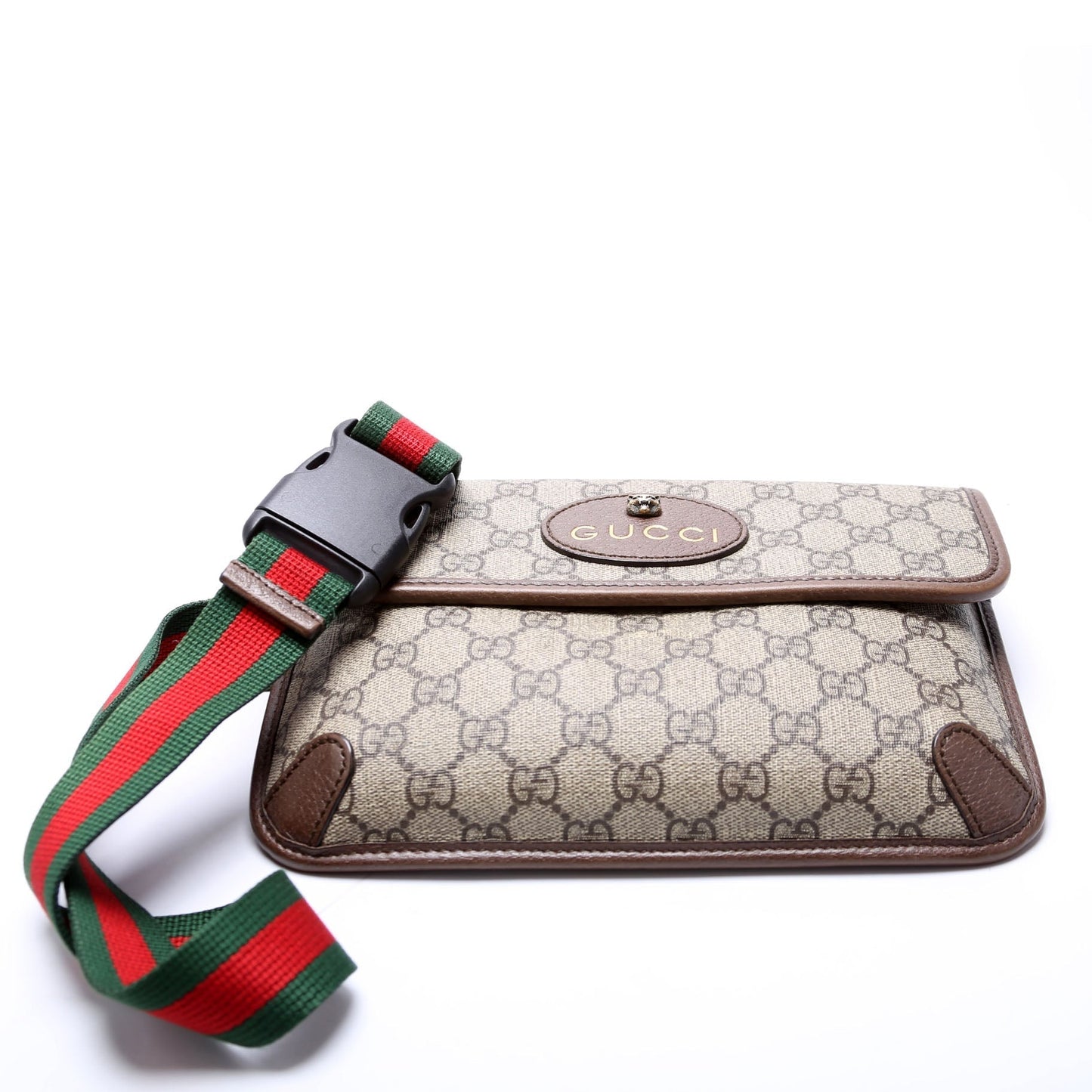 Gucci 493930 GG Supreme Neo Web Belt Brown Bag