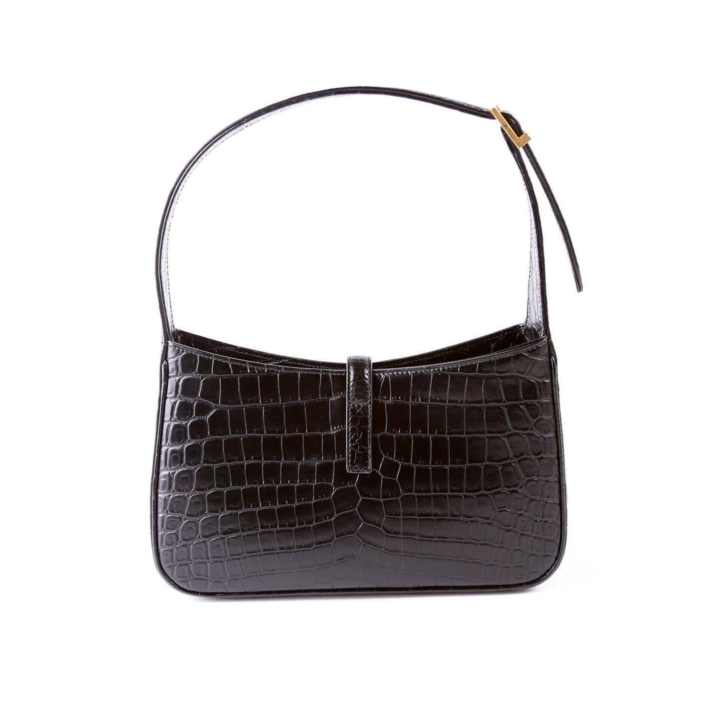 Saint Laurent 657228 Le 5 A 7 Hobo Croc Embossed Black Bag