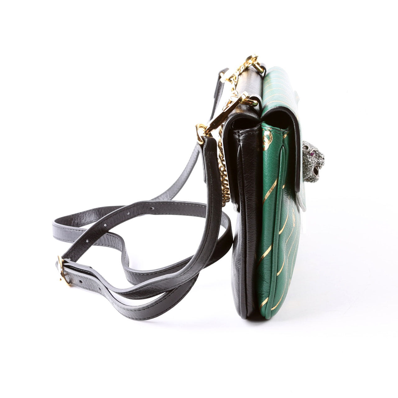 Gucci 524822 Thiara Double Medium Shoulder Green/Black Bag