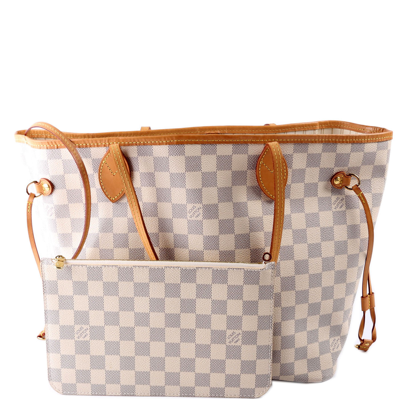 Louis Vuitton Neverfull With Wallet MM Azur White Interior
