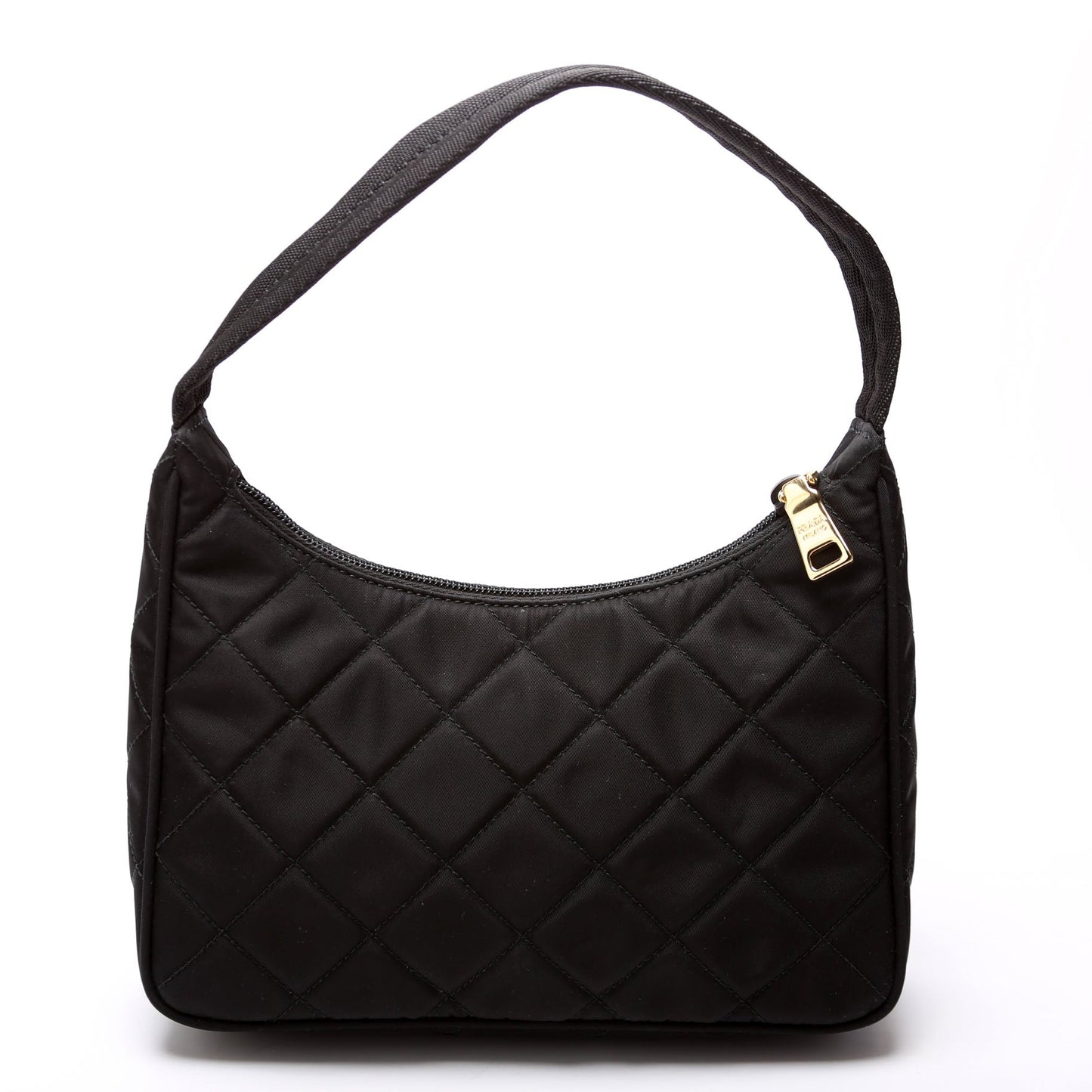 Prada 1NE051 Quilted Nylon Shoulder Black Bag