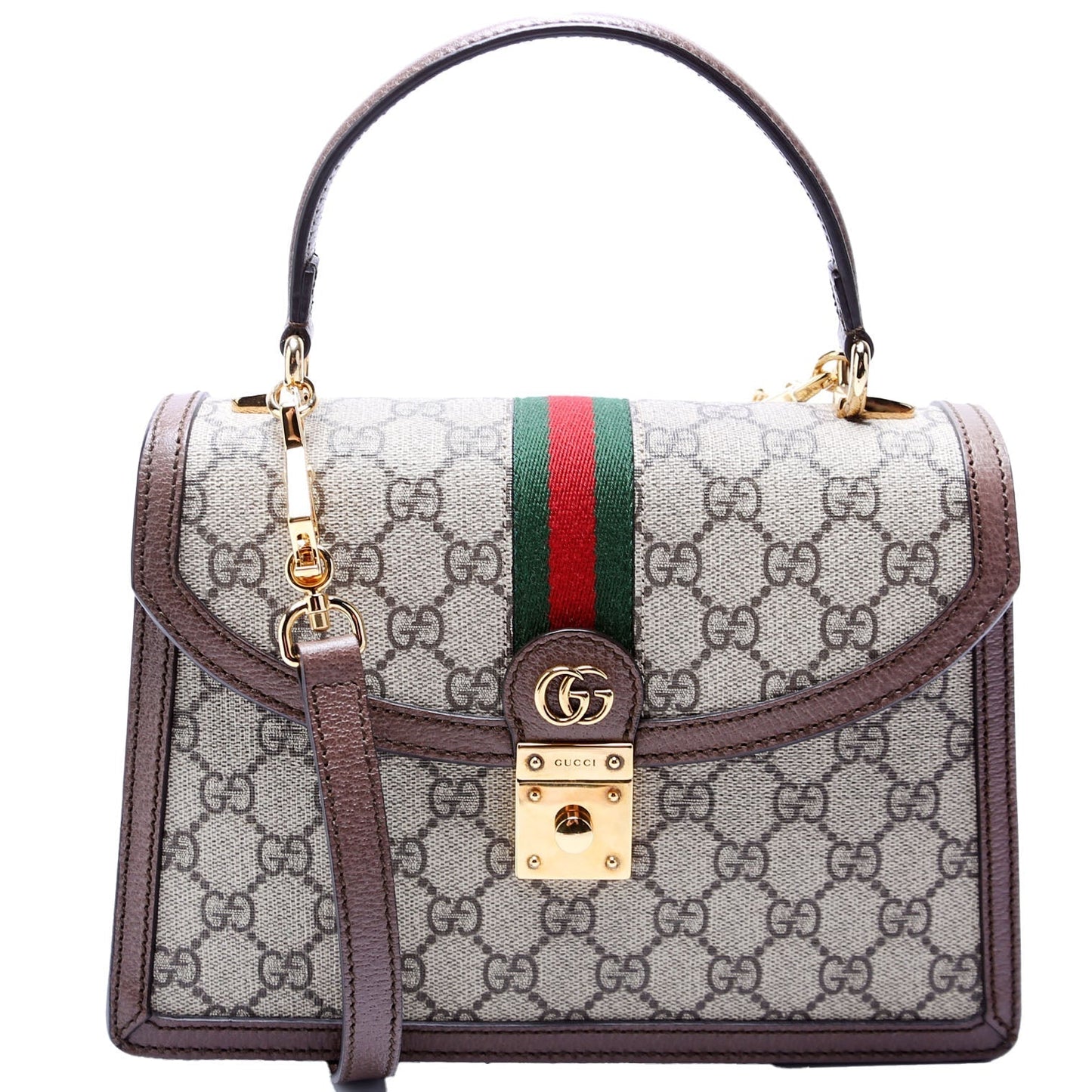 Gucci 651055 GG Supreme Ophidia Small Top Handle Brown Bag