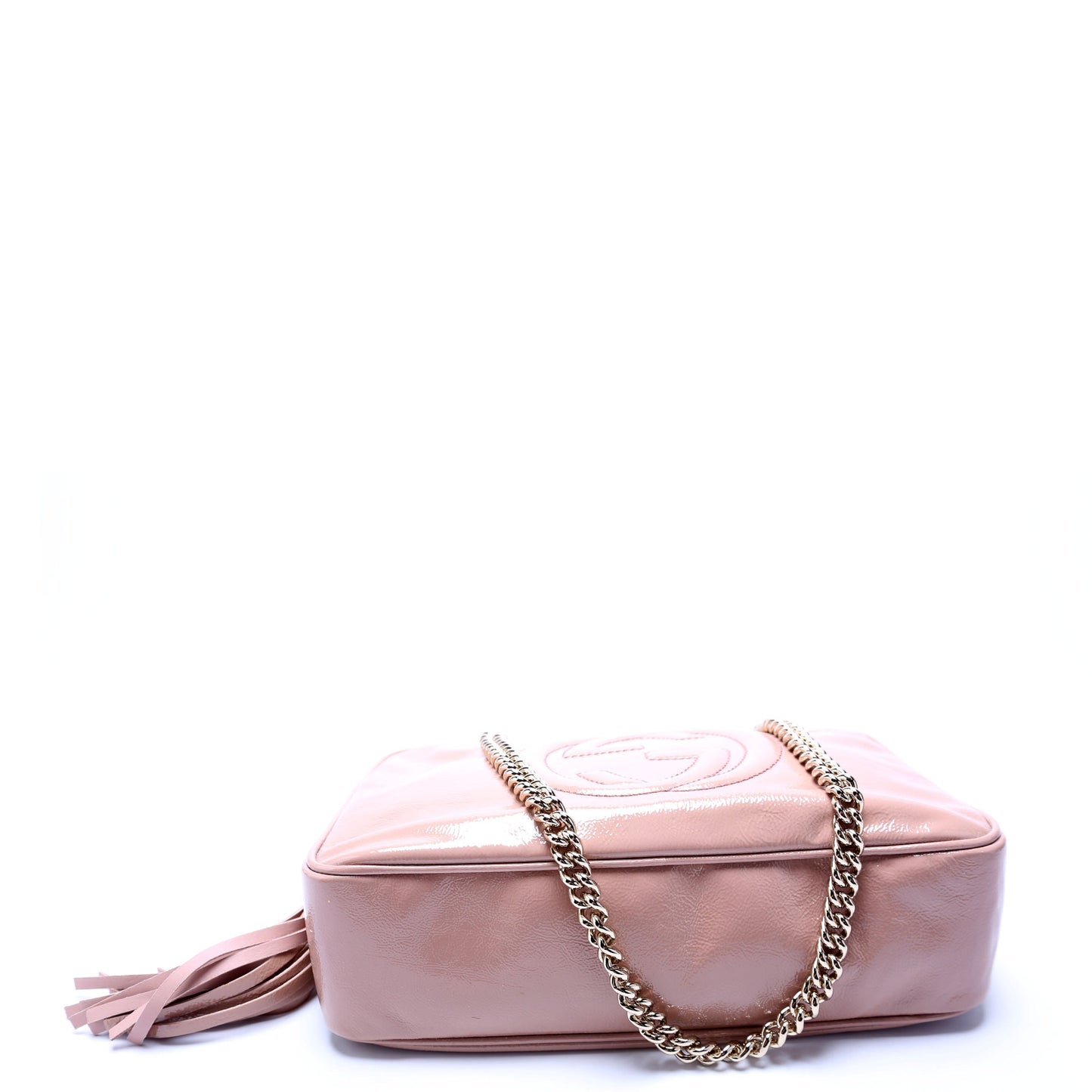 Gucci 308983 Soho Patent Chain Shoulder Nude Bag
