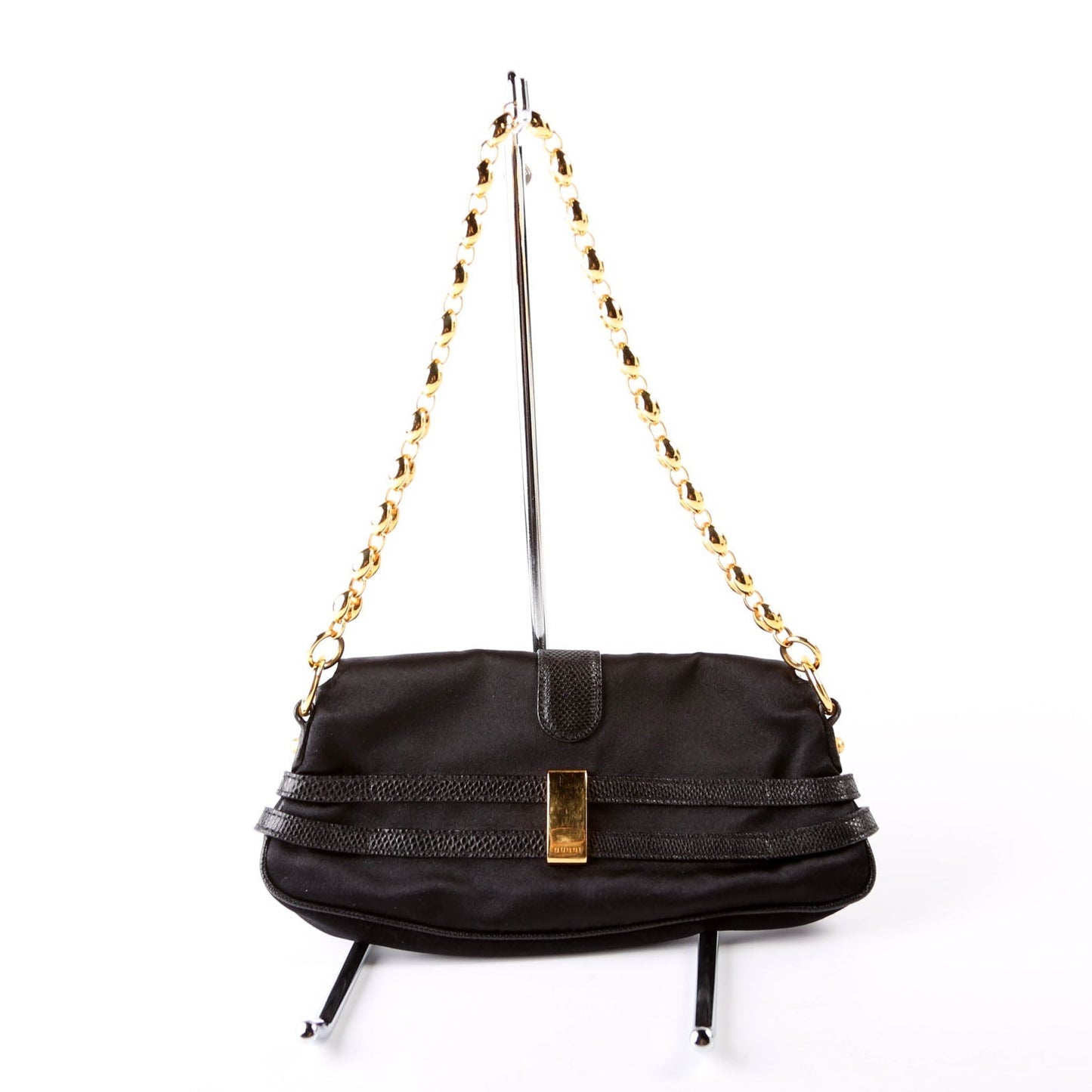 Gucci 159775 Satin Crystal Horsebit Shoulder Bag