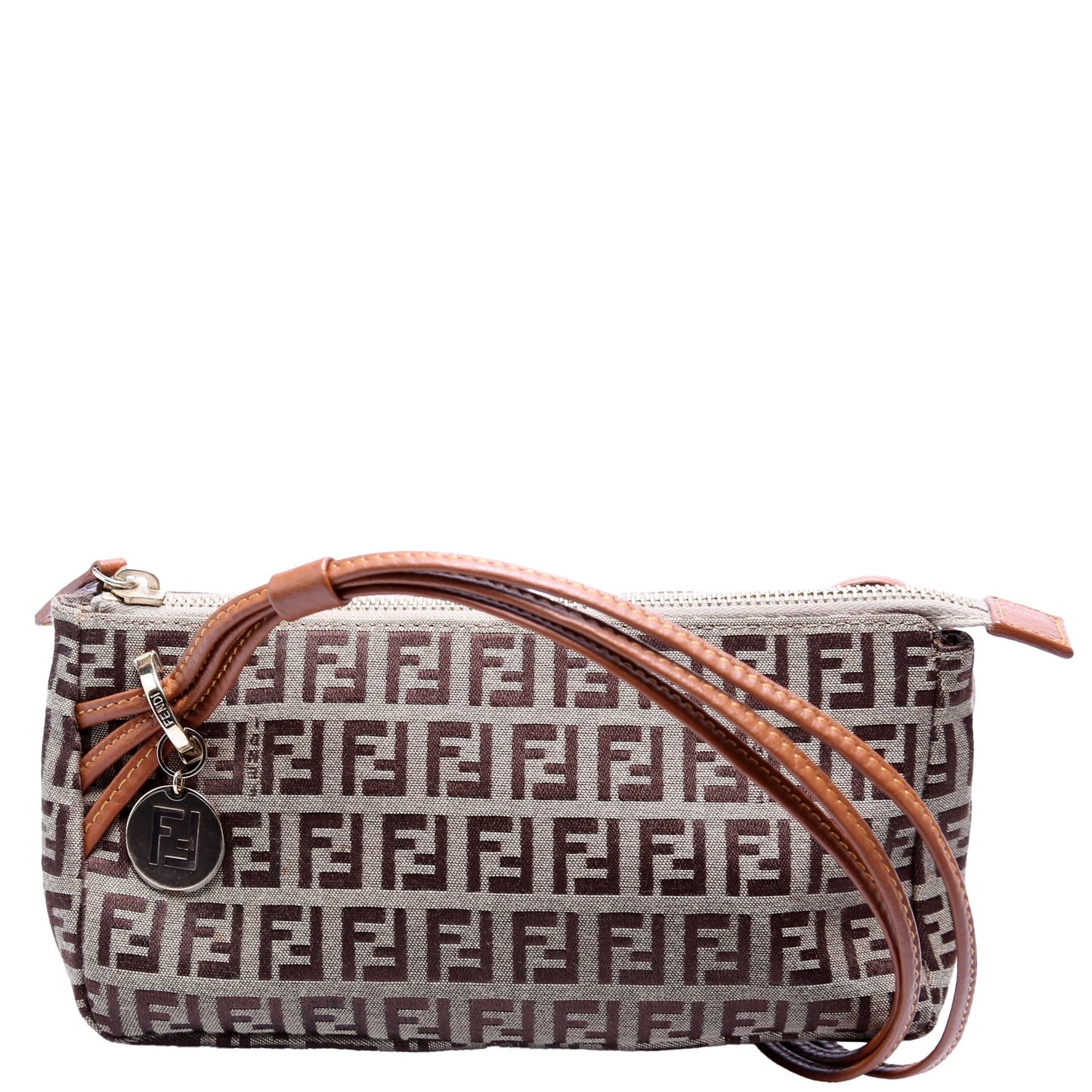 Fendi 8BR513 Zucchino Triple Strap Mini Pochette Brown Bag