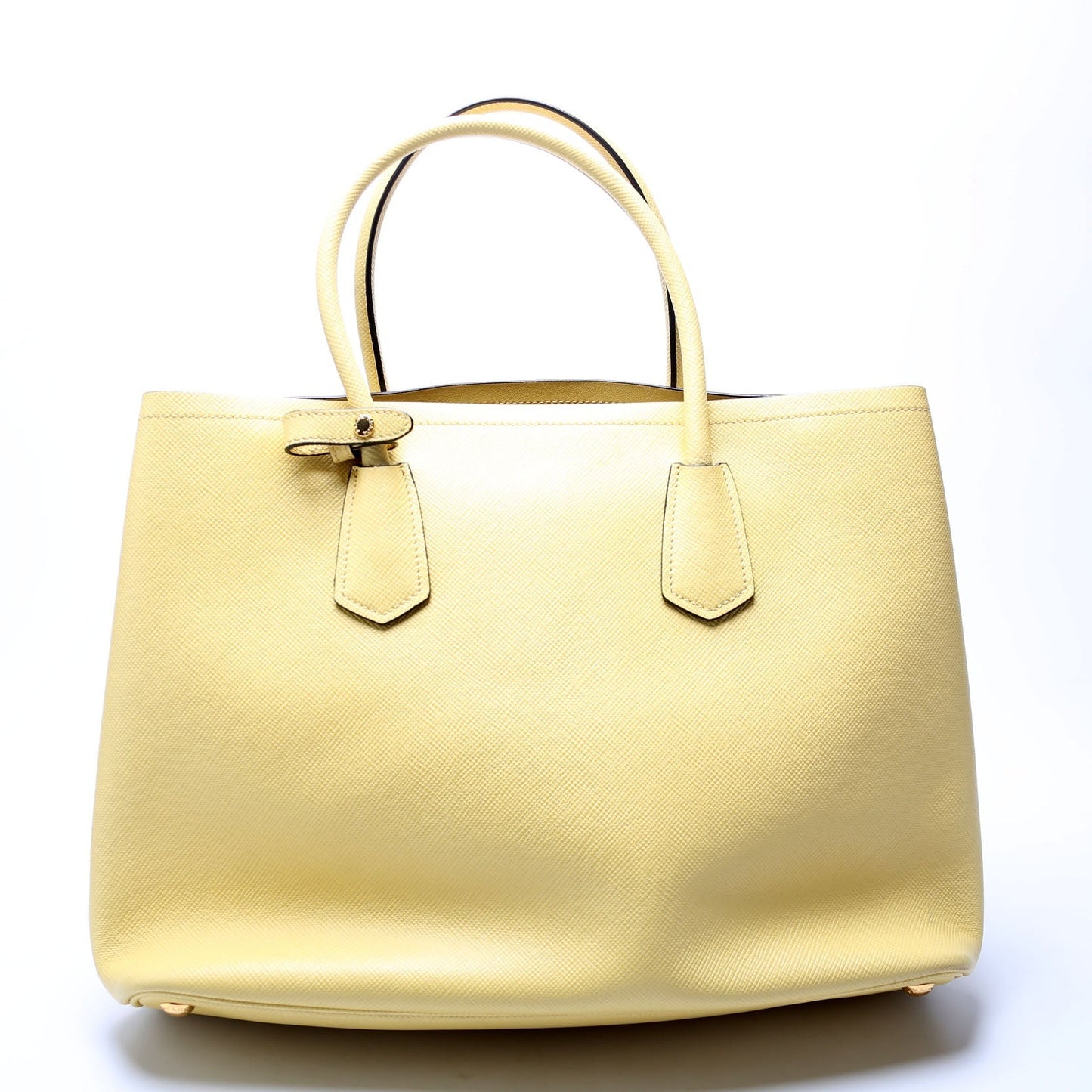 Prada Saffiano Cuir Double Large Yellow Bag