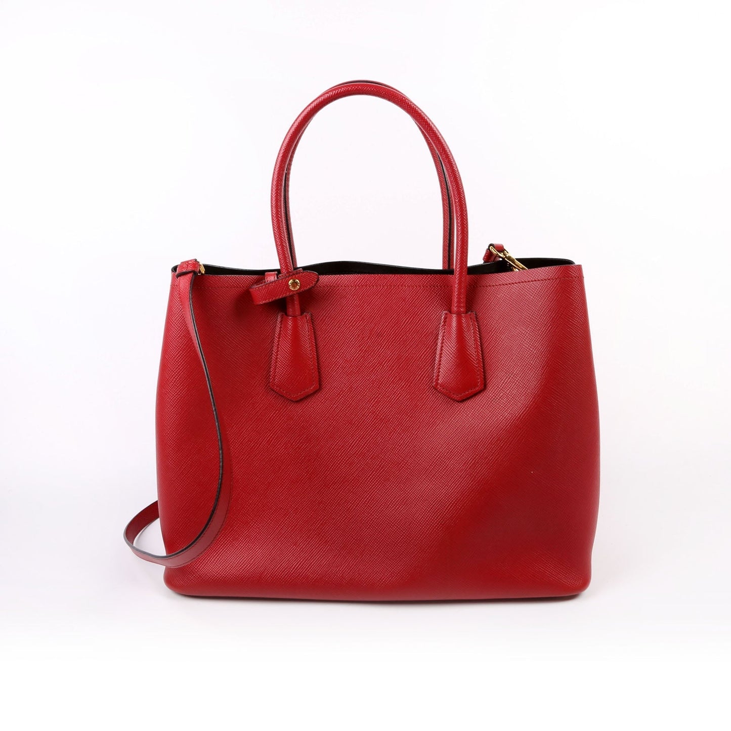 Prada Saffiano Cuir Double Large Red Bag