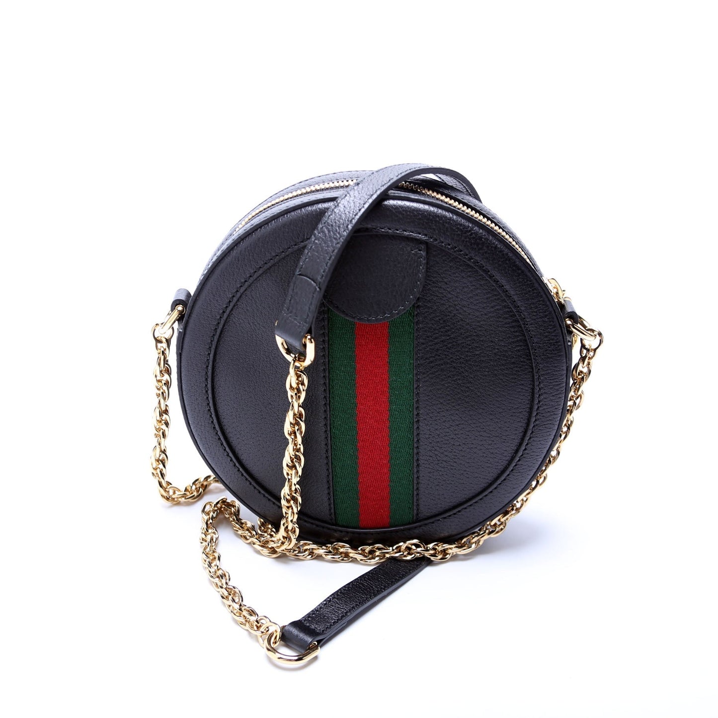 Gucci 550618 Ophidia Leather Round Small Crossbody Black Bag