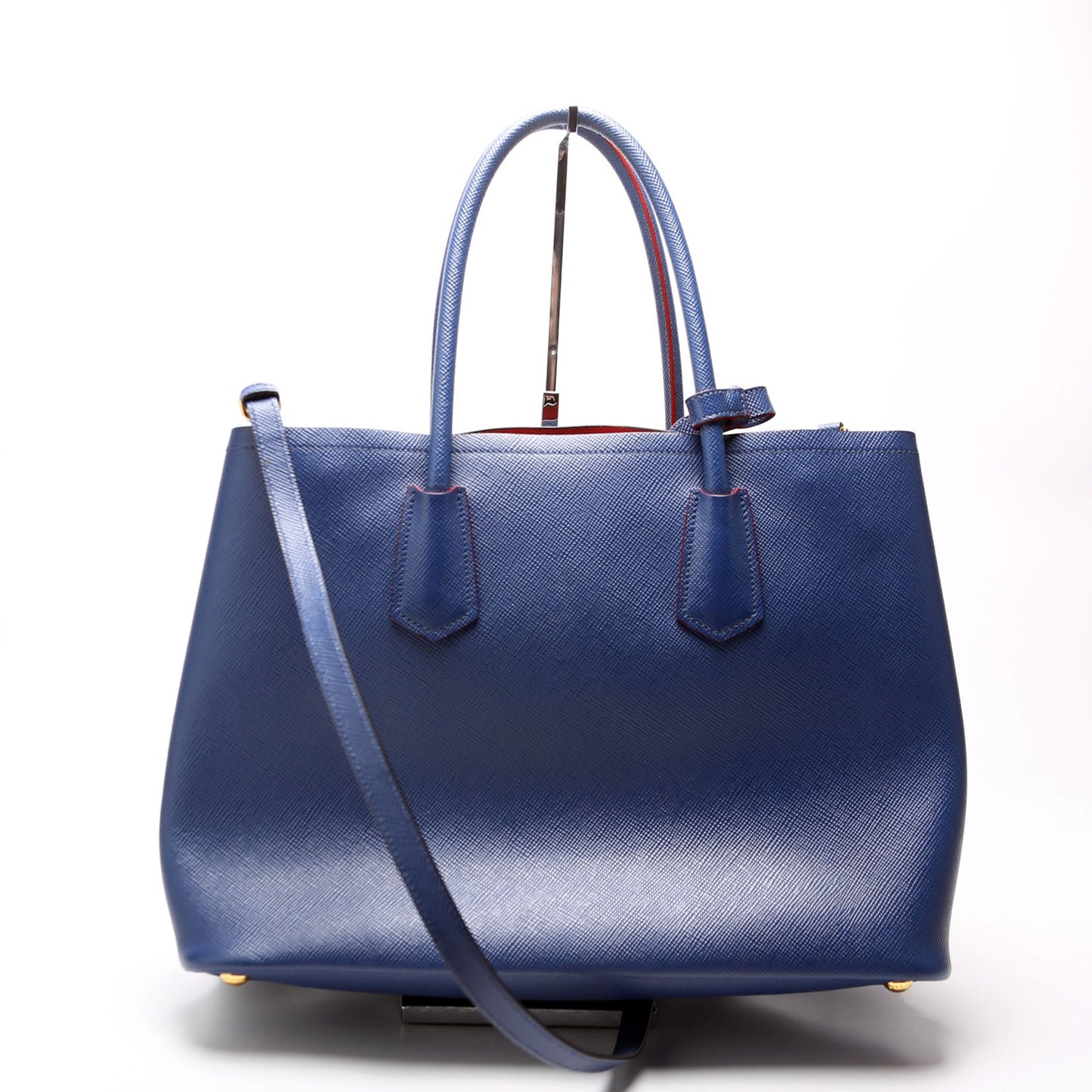 Prada Saffiano Cuir Double Large Blue Bag