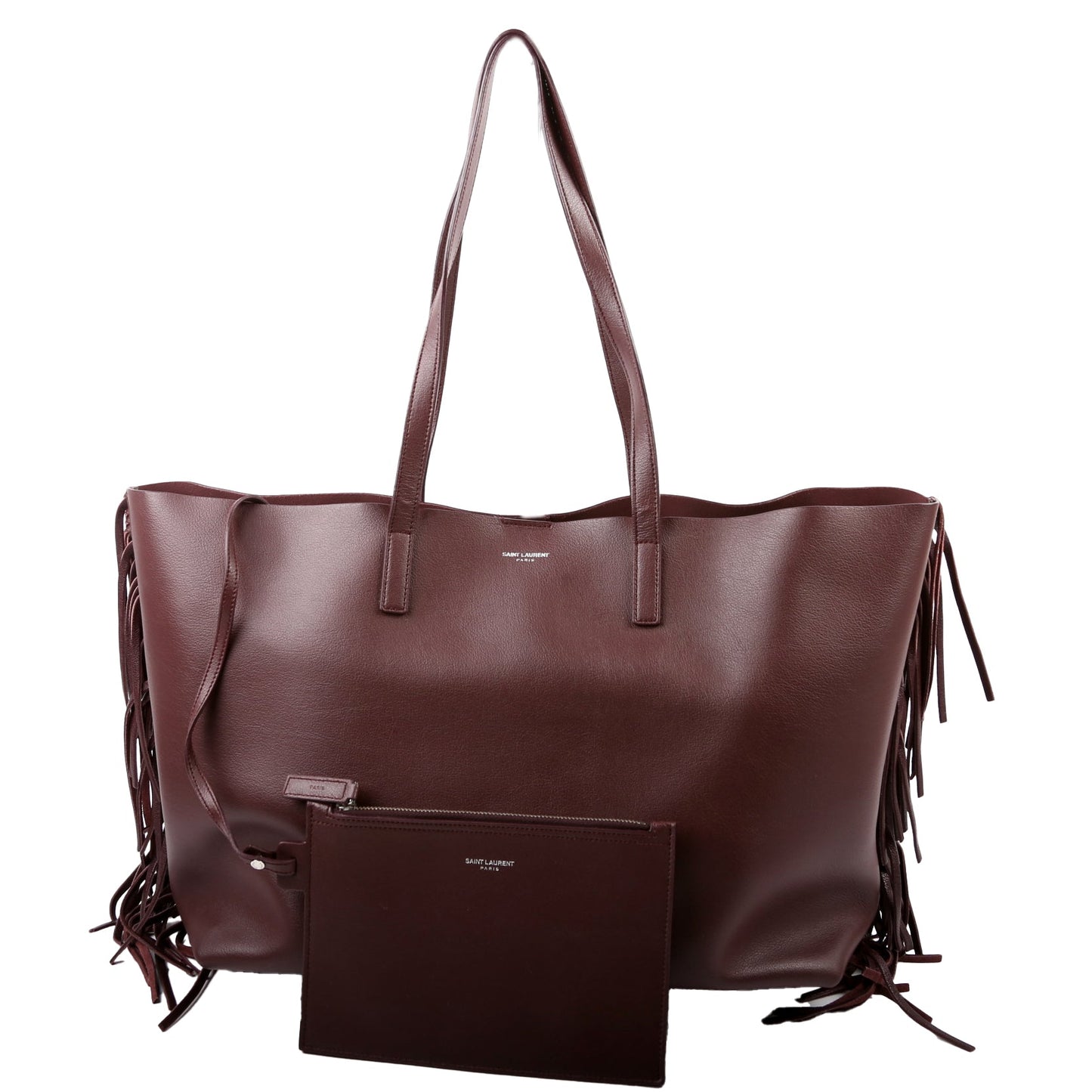 Saint Laurent Shopping Tote Large Fringe 410666 Burgundy Bag