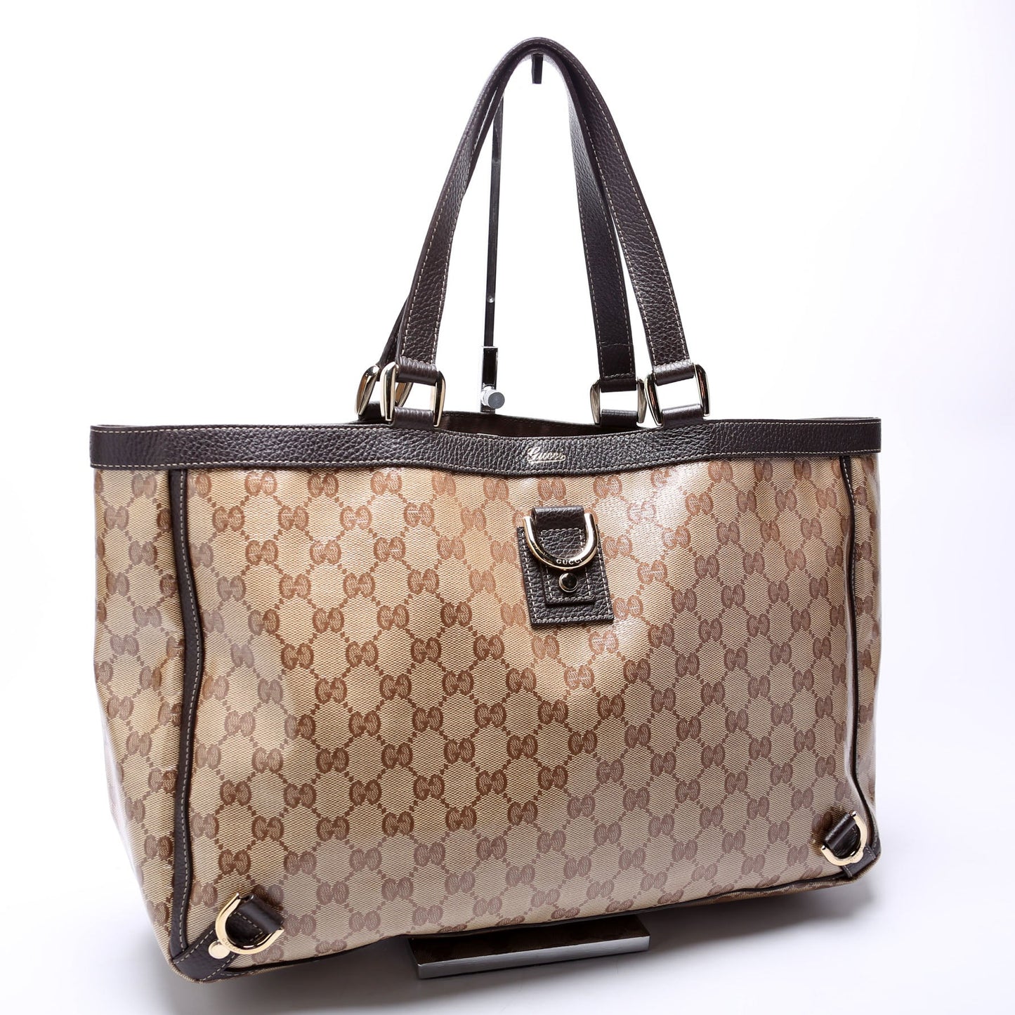 Gucci 293580 GG Crystal Abbey D Ring Large Tote Brown Bag
