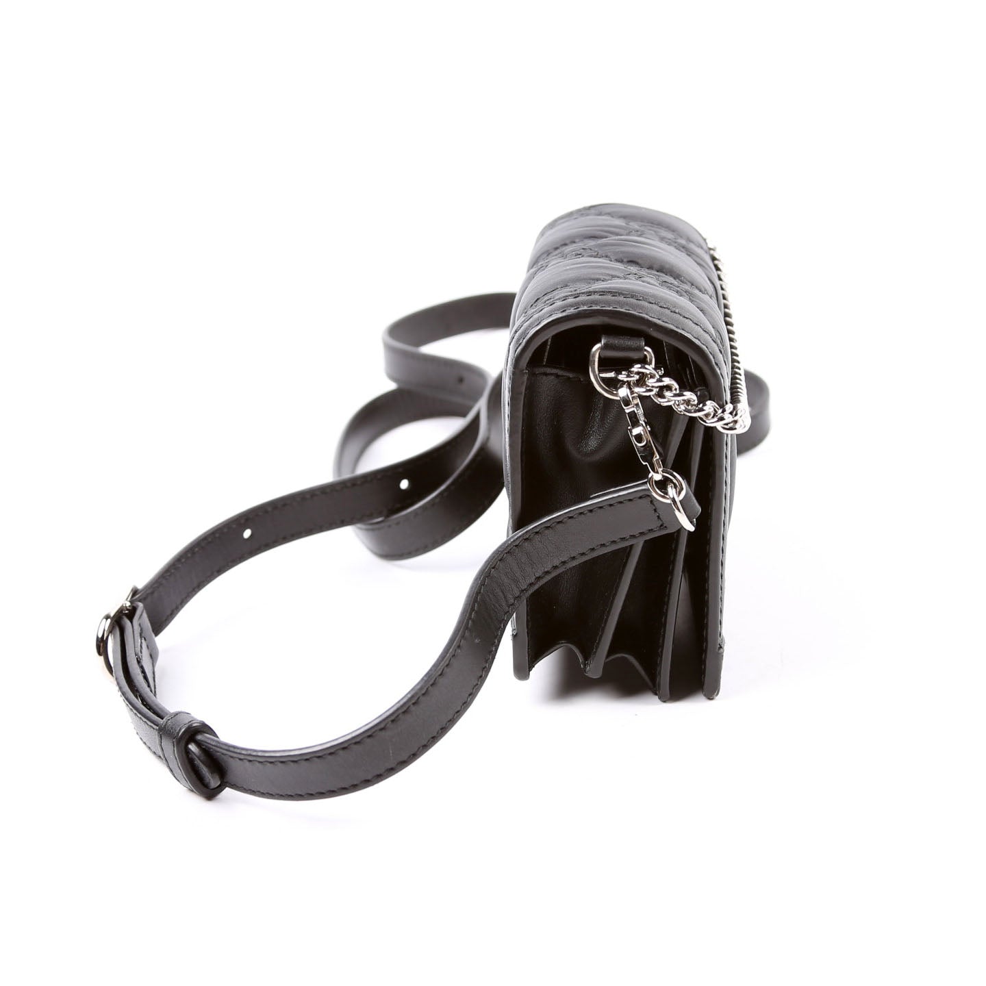 Gucci 723777 GG Nylon Enamel Mini Chain Black Bag