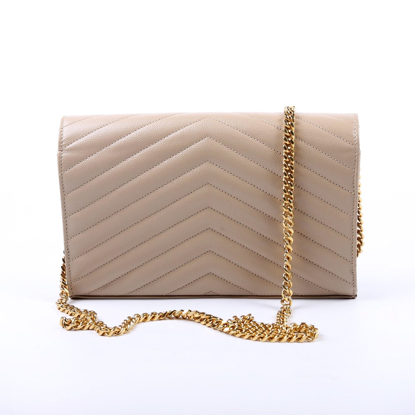 Saint Laurent Grain De Poudre Chain Wallet 377828 Tan Bag