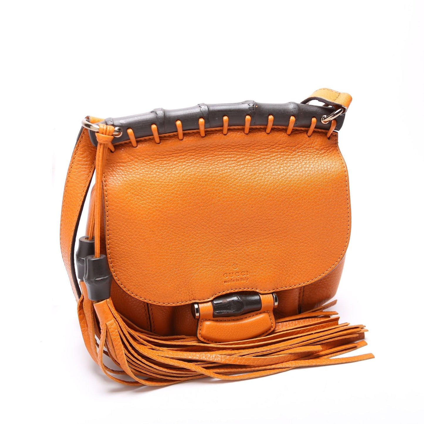 Gucci 247104 Calfskin Bamboo Nouveau Shoulder Small Bag