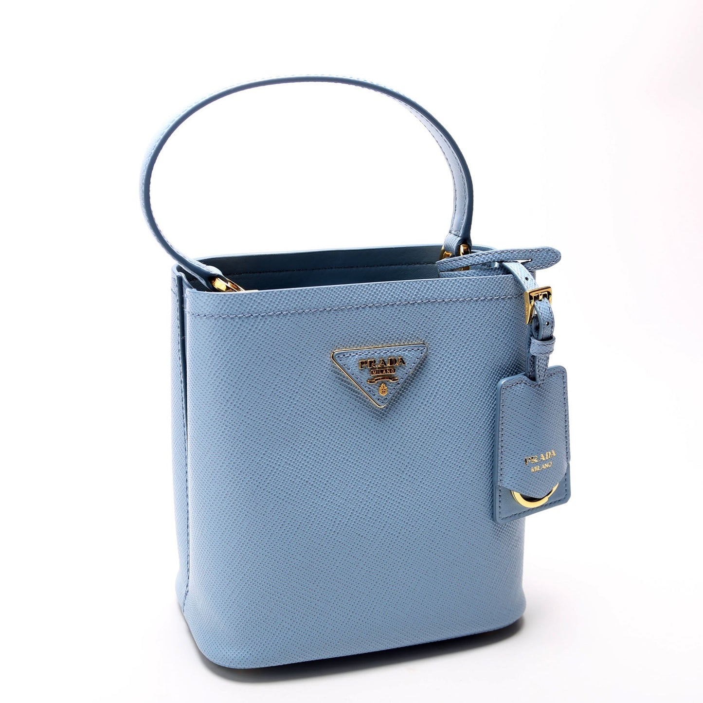 Prada Saffiano Cuir Small Panier Blue Bag